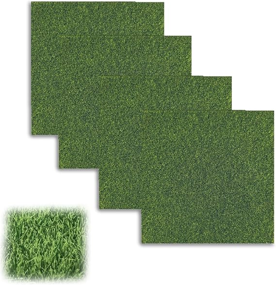 4 Pcs Fake Grass,15x15cm Model Grass Mat for Craft Fairy Garden Accessories
