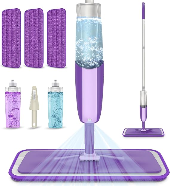Mop Mop with Sprayer, Floor Cleaning Mops with 3 Pads