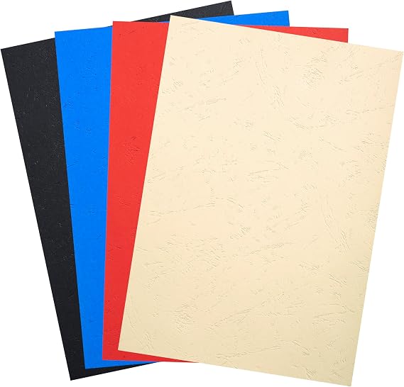 Exacompta - Ref 2789C - Forever Collection - Binder Covers - Suitable for A4 Documents, 270gsm Leather Grain Effect Rigid Card - Assorted Colours (Pack of 100)