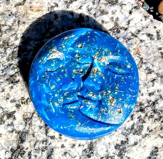 Sun-Moon Orgone Generator, Orgonite Energy Accumulator Tower Buster, EMF Protection (Blue)