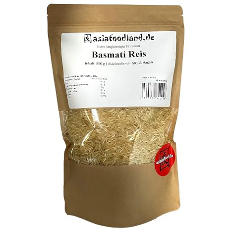 Asiafoodland - Premium Basmati Rice - Extra Long Grain Rice - Absolute Extra Long Grain Premium Basmati Scented Rice Pack of 1 (1 x 850 g)