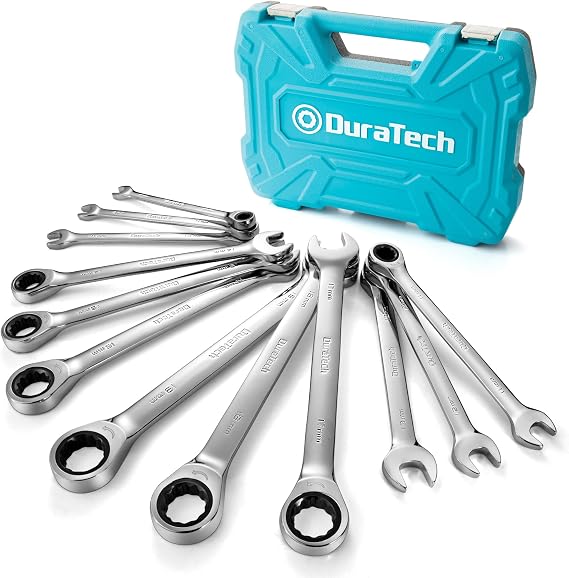 DURATECH 12-Piece Ratchet Combination Spanner Set 8-19 mm Cr-V Steel
