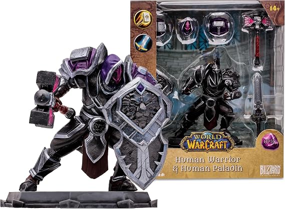 McFarlane Toys World of Warcraft 6 Inches - Human: Paladin/Warrior (Epic) Action Figure - Incredibly Detailed 1:12 Scale Figure Based on the Global Phenomenon