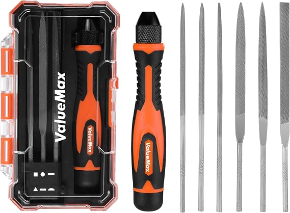 ValueMax 6-Piece Needle File Set, Interchangeable Mini Wood Metal File Set