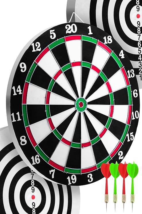 Çift Taraflı Dart Tahtası Seti Çelik Oklu Dart Hedef Tahtası Oyunu Takımı Dart Seti