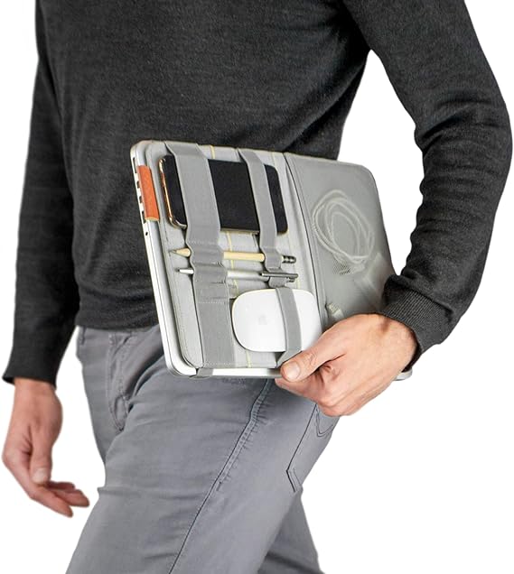Beblau FOLD Portable Electronic Organizer attachable to your Devices | Desktop Organizer Office, Home & School | Working from Home Solution | Laptop accessories | Backpack Insert | BIRTHDAY GIFT GRAY