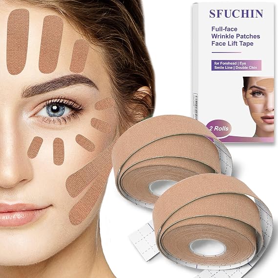 Facial Patches - Wrinkle Patch - Wrinkle Tape - Face Lifting Tape - Non-invasive wrinkle remover - Multifunctional High Elasticity Forehead Eyes Face Neck Lips Wrinkle Treatment - 2.5CM*1000CM