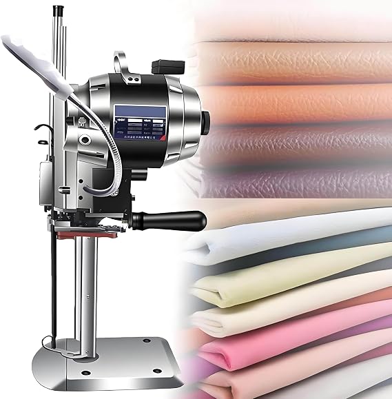 High Speed Straight Knife Cutting Machine, Electric Fabric Cutter, 1100W/1200W Industrial Fabric Cutting Machine, Cloth Cutter with 360° Rotating LED Light, for Multilayer Leather 12"