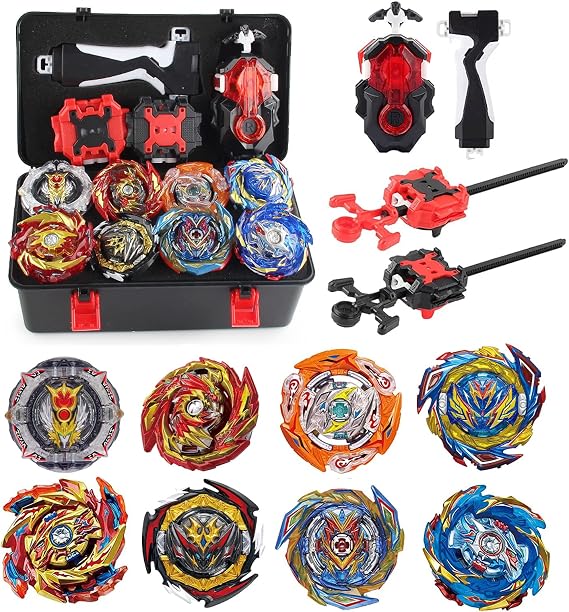 Gyros Spinning Top Set, 4D Battle Model Speed With For Christmas, Birthday - 8 X Tops + Gyros Launcher CW