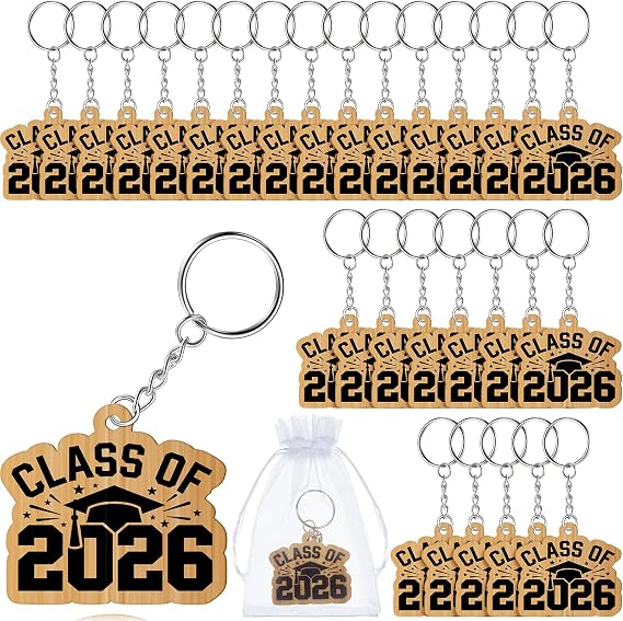 Namalu 30 Pieces School Leaver Word Keyring Gifts Class End of Term Token Favor Teacher to Pupil Leaving Gift Class of 2026 End of Term Gifts for Children Wooden Token