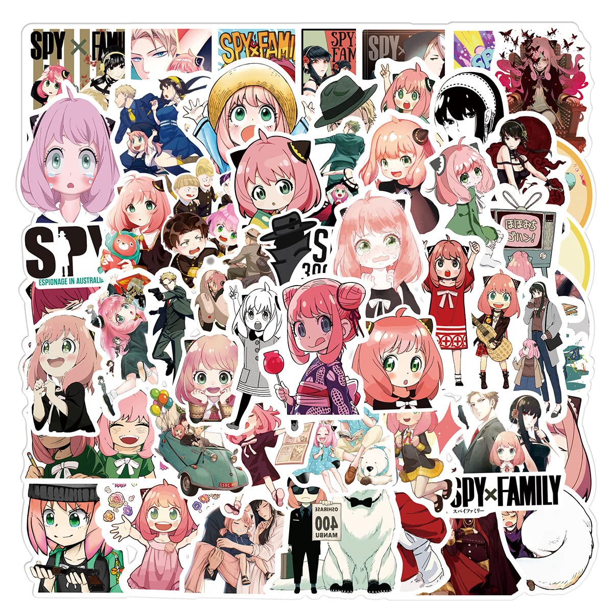 SPY×Family Anime Stickers Pack 100 PCS |Stickers for Car, Laptop, Water Bottles, Stickers for Teens Cute Vinyl Stickers