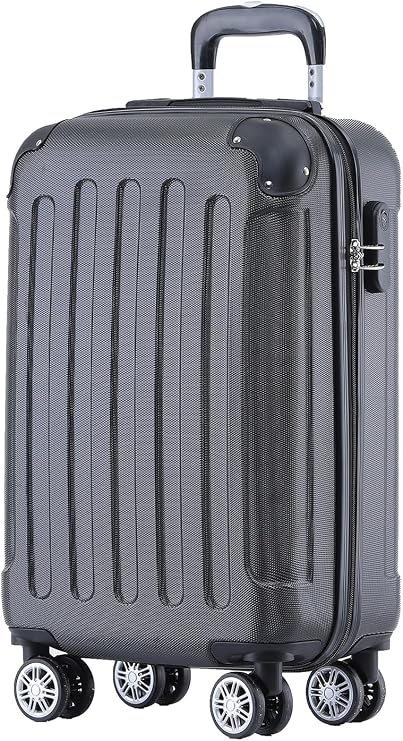 Beibye Twin Rollers Hard Case Travel Suitcase Trolley in XL L M 14 Colours Black