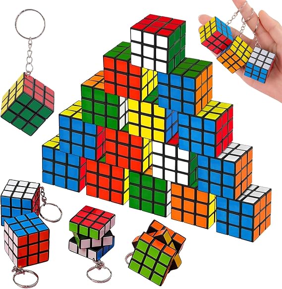 20Pcs Rubix Cube Keyring Puzzle Speed Cube 3cm