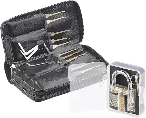 AGT Lockpick: Professional Lock Picking Set with 30-Piece Lock Pick Bag & Practice Lock (Lock Cracker Set Lock Picker Tool Pick)