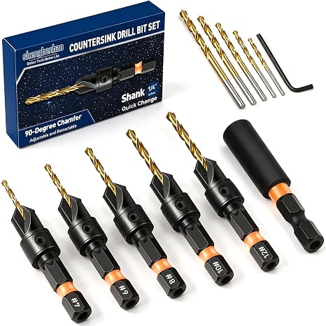 shengbenhao Countersink Drill Bit Set 12pcs with Extension Bar for Woodwork
