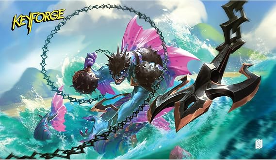 KeyForge Raider プレイマット - 14インチ x 24インチ 天然ゴムゲームマット KeyForge House Art 耐久性 広々 ゲームプレイに最適 Ghost Galaxy製