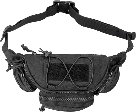 Tactical Waist Bag Utility Fanny Pack Small Hip Belt Bag Crossbody Sling Pack for Outdoor Every Day Carry, Hiking, Camping, Travel, Black