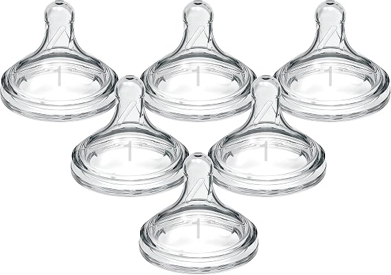 Dr. Brown’s Natural Flow® Level 1 Wide-Neck Baby Bottle Silicone Nipple, Slow Flow, 0m+, 100% Silicone Bottle Nipple, 6 Pack