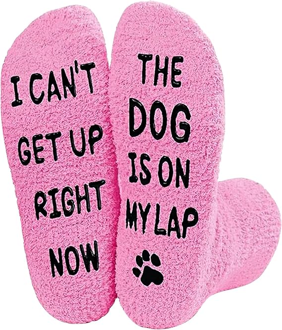 Dog Lovers Funny Socks for Women 4-7 Size, Dog Mum Gifts Socks Women, Soft Non-Slip Novelty Socks for Dog Moms Dog Lovers, Funny Fluffy Socks for Girlfriend Wife Mum Birthday Christmas Valentine's Day
