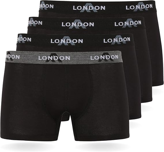 FM London 4/8 Pack Mens Boxers, Stretch Fit, Soft Cotton Boxers for Men