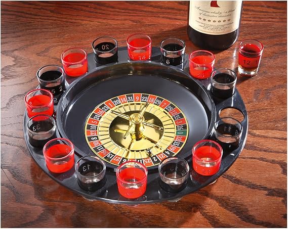 CHH Drinking Roulette Game - Game - Adult - Includes 16 Black and Red Shot Glasses