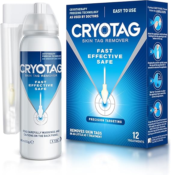 Cryotag Skin Tag Remover- Fast, Safe and Effective Removal of Warts (Acrocordons), with 1 Treatment, Clinically Proven,12 Treatments