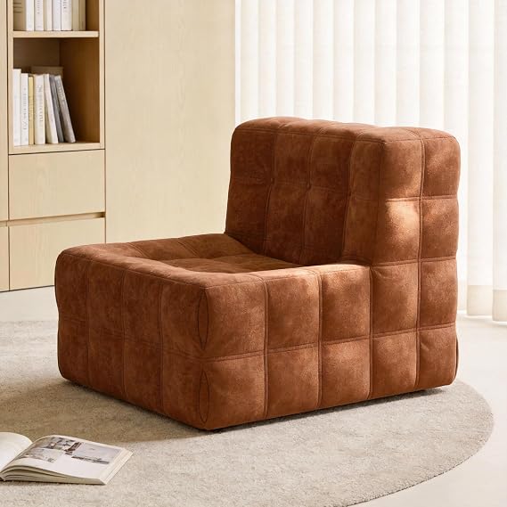 Modular Cloud Comfort Sofa Modern Boneless single Couch Compressed Memory Foam Sectional Sofa bed Box Delivery No Assembly Floor Sofa for Living Room & Balcony(Orange, 92cm)