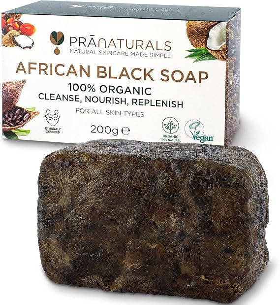 PraNaturals African Black Soap 200g, Organic and Vegan for All Kinds