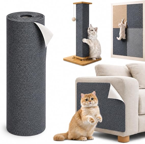 Sofa Protector for Cats Scratch, Self-Adhesive Scratching Mat for Cats, Ideal for Sofas, Furniture and Walls, Reusable, Easy to Install and Cut to Size for Scratching Posts