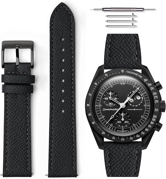 HORACE Grained Leather Quick Release Universal Watch Strap Compatible with Omega x Swatch MoonSwatch 20mm