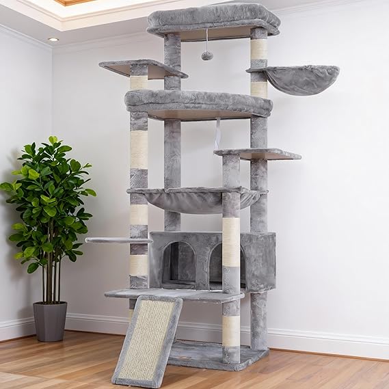 Heybly HCT038 Cat Tree 191 cm Large Scratching Post Light Grey