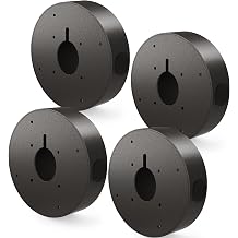 ENS Custom Drilling Junction Box for Security Cameras - Aluminum Enclosure - Dome/Turret/Bullet/Fisheye Cameras Base, 2 Side and 1 Bottom 3/4" Holes - Black, 5.9" Diameter, 4 Pack
