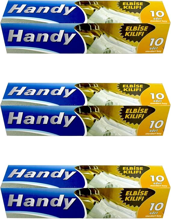 Handy Vakumsuz Şeffaf Giyisi Elbise Ceket Mont Askı Kılıfı Poşeti Torbası - 10 Adetlik 3 Kutu
