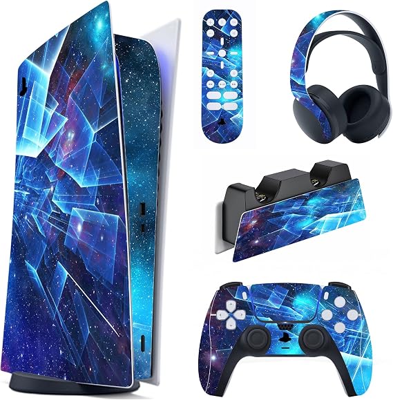 PlayVital Multidimensional Galaxy Full Set Skin Decal for ps5 Console Digital Edition, Sticker Vinyl Decal Cover for ps5 Controller & Charging Station & Headset & Media Remote
