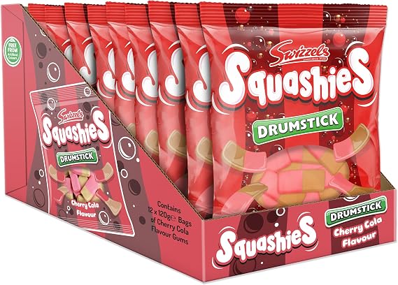 Swizzels Squashies Cherry Cola Sweets 12 x 120g Bags – Cherry & Cola Flavour Foam Gummies Multipack, Soft Squidgy Candy Case for Sharing, Parties & Sweet Bowls
