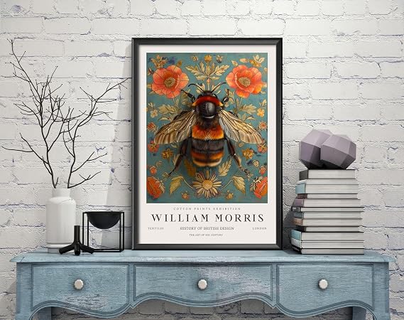 William Morris Bumblebee Print, William Morris Exhibition Print, William Morris Poster, Vintage Wall Art, Textiles Art, Vintage Poster (178c) A2