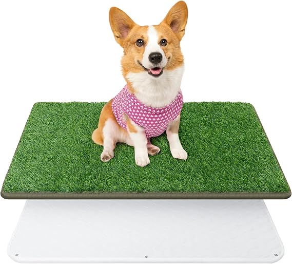 2-in-1 Artificial Grass Mat Reusable Puppy Pad Set for Dogs (46x71cm)