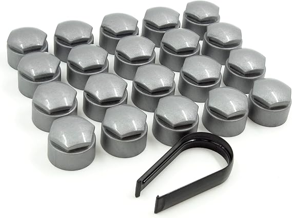 Round Type Wheel nut covers for Audi A1 A3 A4 A5 A6 A7 A8 TT Q3 Q5 Q7 Mk2, Q8 17mm (Alloy Grey)