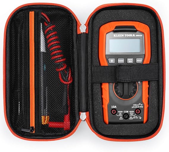 kingsung Hard Case Compatible with Klein Tools MM400/MM325 & Fluke 117/116/101 Multimeter, With DIY Foam Protecting Meter, Orange Black
