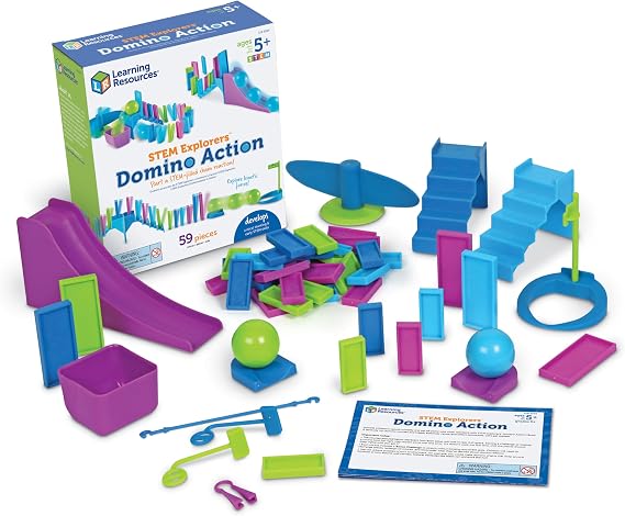 Learning Resources STEM Explorers Domino Action, STEM Toys for Kids, 59 Pieces, Age 5+, LER9309