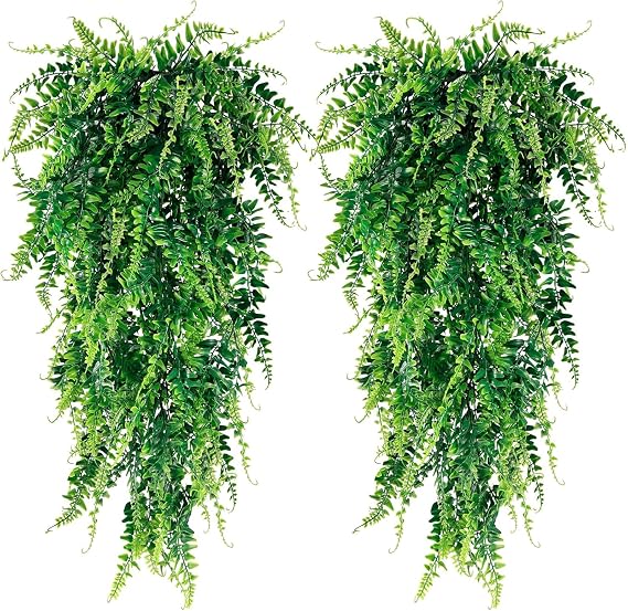 Novastream 2 Pcs (Not Pot) Hanging Plant, Artificial Plants, Fake Trailing Plant, Fake Ferns Faux Persian for Indoor & Outdoor, Garden, Balcony, Farmhouse, Wedding Arch, Jungle, Beach, Birthday Party