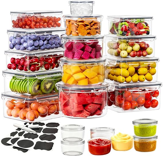 52 Pcs Food Storage Containers with Lids Airtight (26 Containers & 26 Lids)