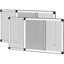 FLYZZZ Adjustable Window Screen for Windows, 2-Way Use for Horizontal & Vertical Windows, Expandable Window Screen with Locking Screw for Stability, 16" H，Expands 21-40" W, [2-Pack]