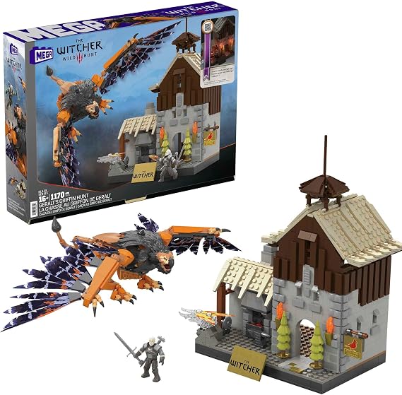 MEGA The Witcher Building Toys for Adults, Geralt's Griffin Hunt with 1170 PIeces, 1 Micro Action Figure and Accessories, for Collectors, HDL28
