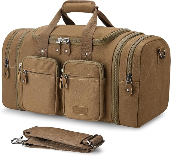Gonex 50L Expandable Canvas Holdall for Men, Travel Duffle Overnight Bag