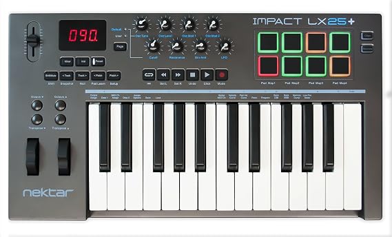 Nektar Technology IMPACT LX25+ MIDI Controller, 25 Keys, Keyboard, DAW, DTM Transport, Pad, Encoder, Fader