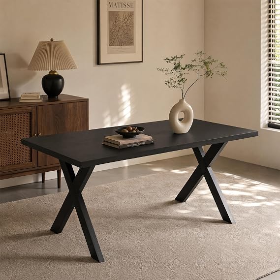 Black Oak Dining Table Rectangle Wooden Kitchen Table,160 x 80 cm