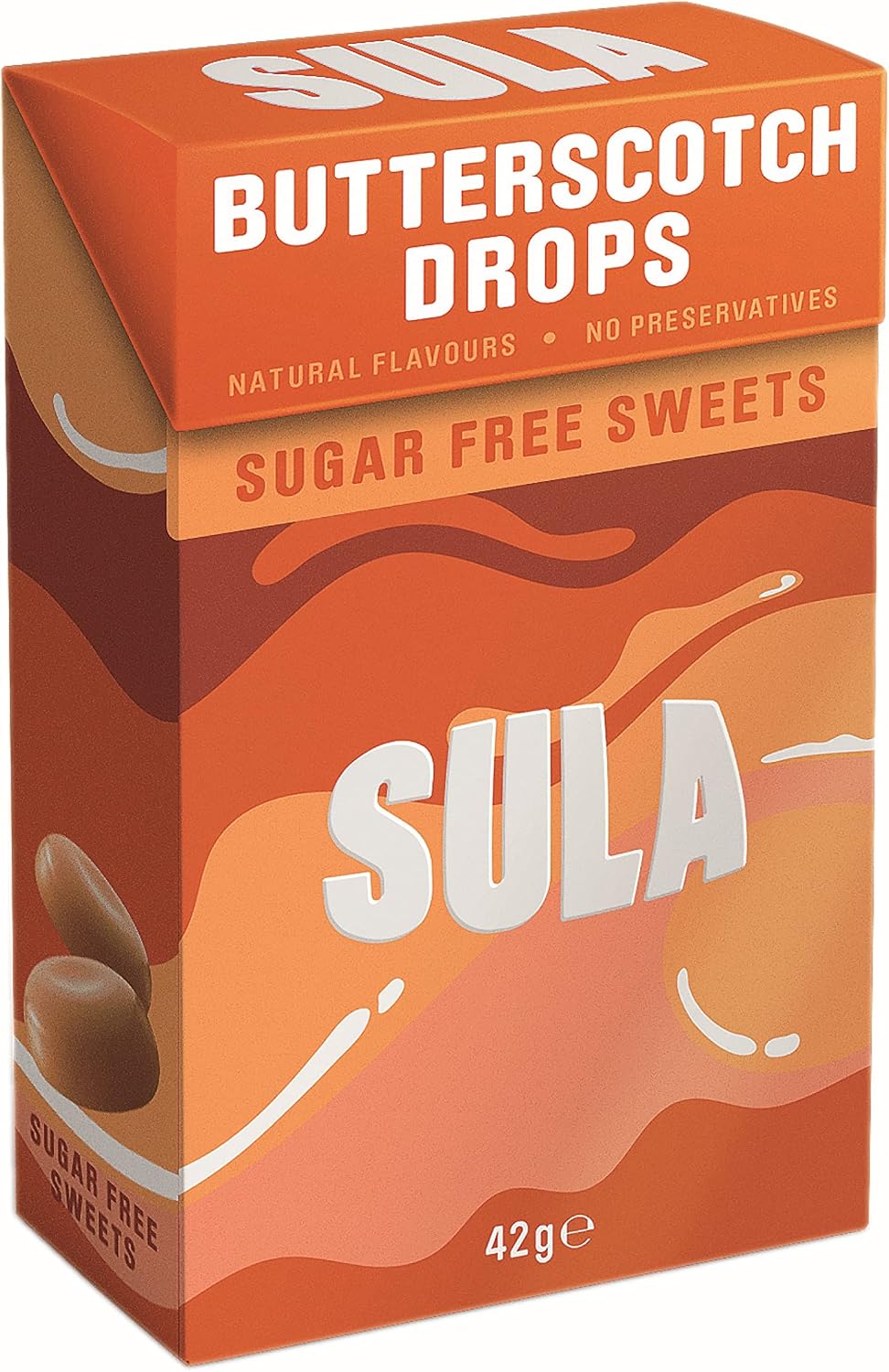 Sula Butterscotch Drops, Sugar Free Boiled Sweets with Natural Flavours, 42 g Pack of 14