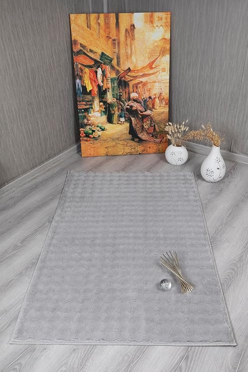 my evilla Dekoratif Bubble Uzun Tüylü Yumuşak Puffy Peluş Kaymaz Yıkanabilir Salon Koridor Halı Yolluk Gri 200 x 250