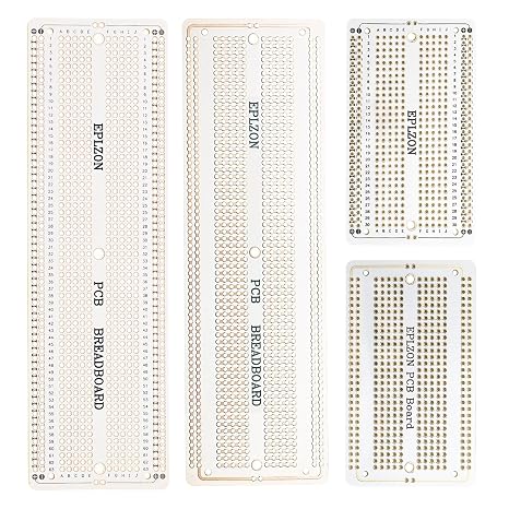 EPLOZN 2PCS 6.8"x2.05" & 2PCS 3.5"x2.05" Breadboard Kit Solderable Breadboards for Electronics Projects Compatible for DIY Soldering Circuits Projects Prototype Board,White